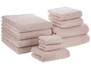 Ręczniki - Beliani Komplet 11 ręczników bawełniany różowy ATAI - miniaturka - grafika 1