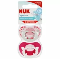 Nuk Smoczek uspokajający silikonowy 6-18m Signature 10736656 2 szt. - Smoczki uspokajające - miniaturka - grafika 1
