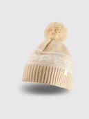 Czapki damskie - 4F Czapka zimowa z dodatkiem wełny damska - beżowa S - miniaturka - grafika 1