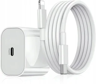 SZYBKA ŁADOWARKA DO IPHONE KOSTKA 20W + KABEL 1M / USB-C - IPHONE LIGHTING - Ładowarki do telefonów - miniaturka - grafika 1