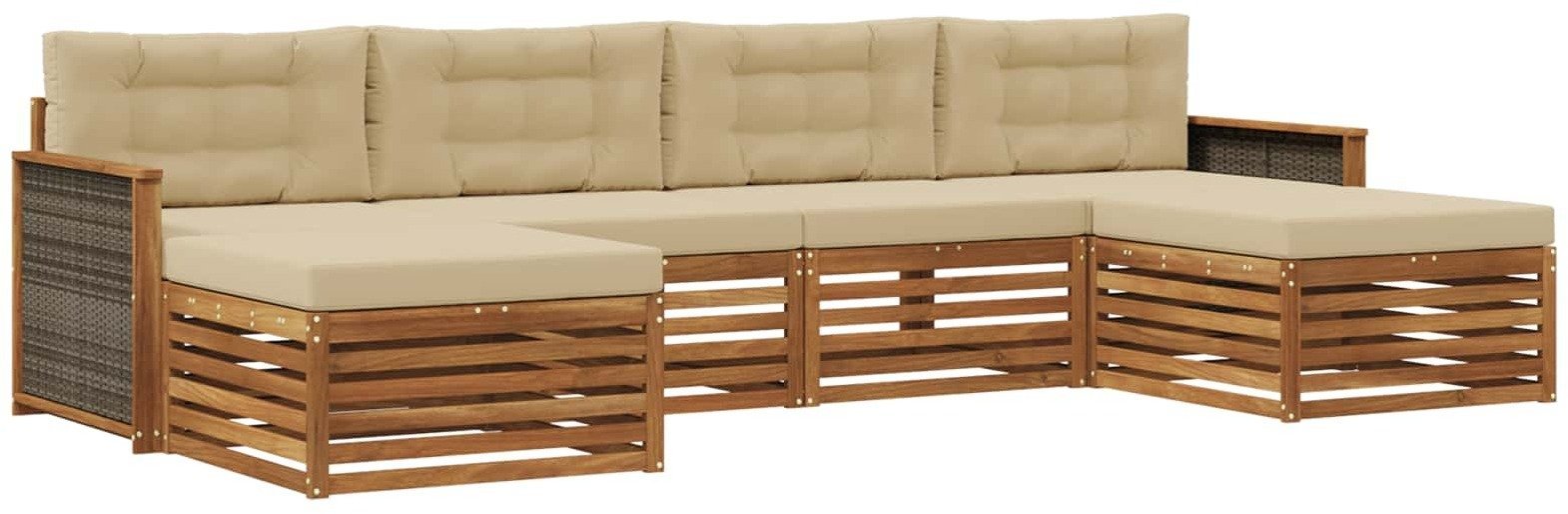 vidaXL Zestawy sof z poduszką 6 pcs Lite Drewno Akacji