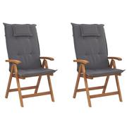 Fotele i krzesła ogrodowe - Beliani Zestaw 2 krzeseł ogrodowych drewnianych z grafitowymi poduszkami JAVA - miniaturka - grafika 1