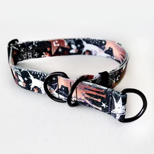 Obroża półzaciskowa Deer Calls szeroka na 2,5 cm, dla średnich i większych psów, czarne dodatki-L/XL - Obroże dla psów - miniaturka - grafika 1