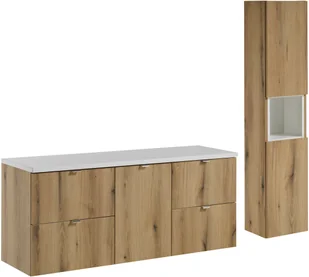 Zestaw meblowy 140cm z blatem i szafką wysoką - Meble łazienkowe - miniaturka - grafika 1
