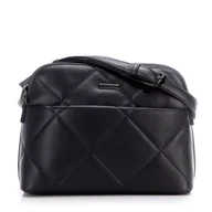 Torebki damskie - Damska crossbody z przeszyciami ekoskóra czarno - grafitowa - miniaturka - grafika 1