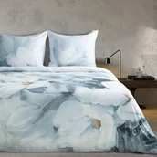 Pościel - Pościel satynowa BLOOM 160x200 Eva Minge Eurofirany miętowa kremowa w akwarelowe kwiaty - miniaturka - grafika 1