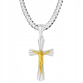 Biżuteria dla dzieci - PANCERKA Z ZAWIESZKĄ KRZYŻYK CHŁOPIEC KOMUNIA JEZUS SREBRO 925 50 CM - miniaturka - grafika 1