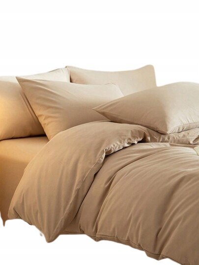 Shein Komplet Pościeli Beżowy Gładki 1Da