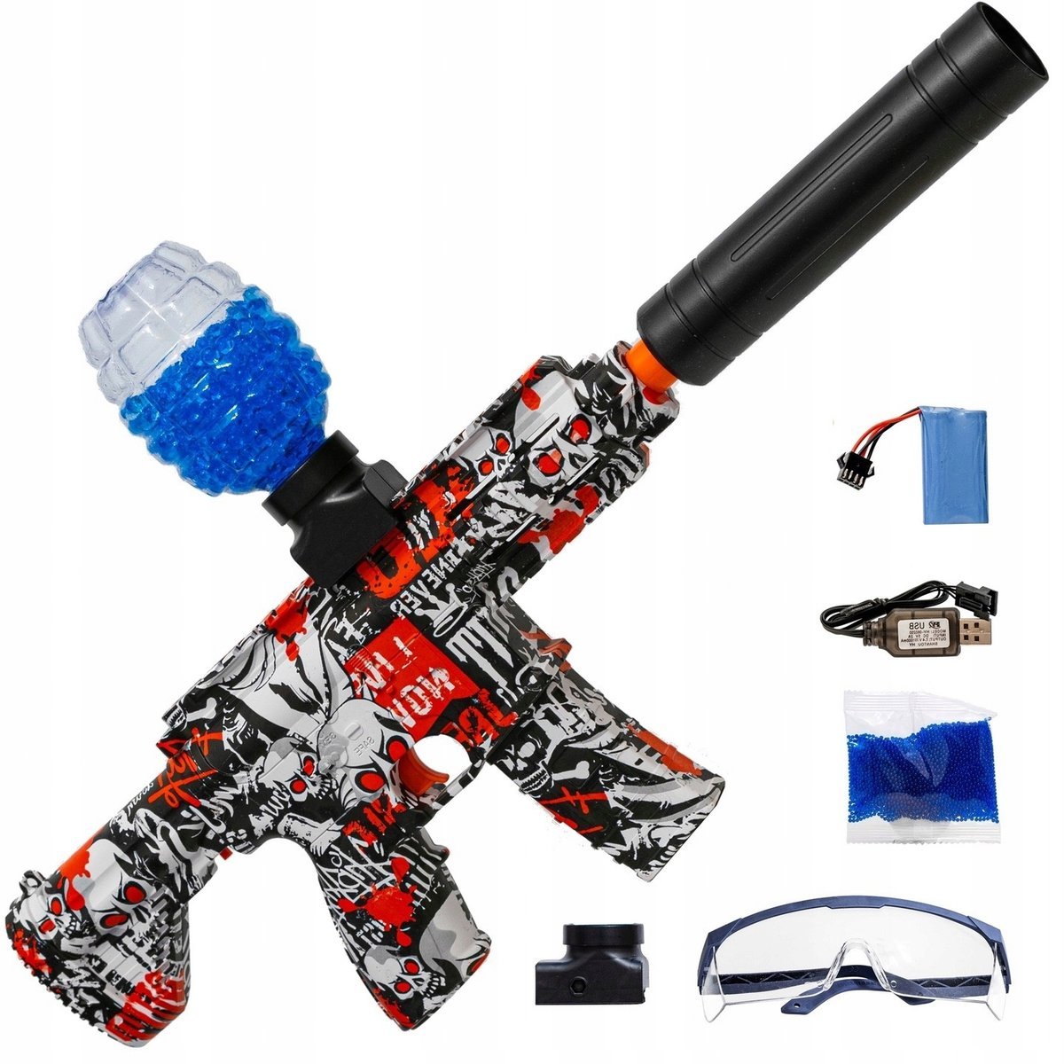 Pistolet Na Kulki Żelowe Karabin Automatyczny Czerwony Elektryczny