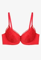 Biustonosze - Czerwony Biustonosz Push Up z Ozdobną Siateczką Zorale - miniaturka - grafika 1