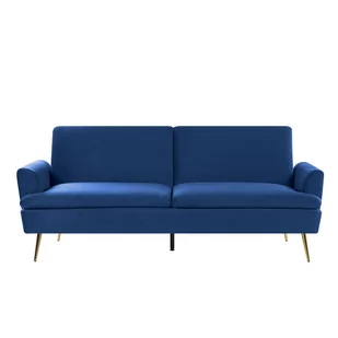 Beliani Sofa rozkładana welurowa niebieska VETTRE - Sofy i kanapy - miniaturka - grafika 1
