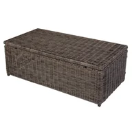 Ławy i stoliki kawowe - Modułowa sofa aluminiowa z polirattanu RomV 37x111x58cm ~ naturalny szary, stolik kawowy, blat PE - miniaturka - grafika 1