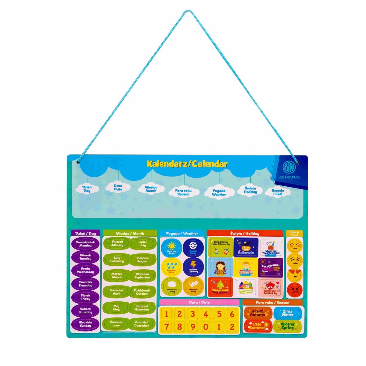 Magnetyczny Zestaw Edukacyjny Astrafun Nauka Kalendarza 56 Elementów