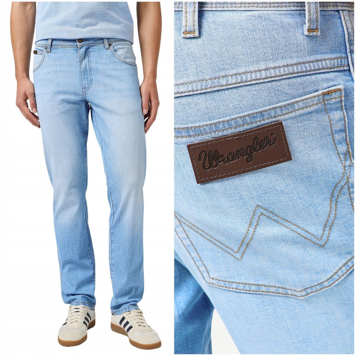 Wrangler TEXAS SLIM Stitched lekko dopasowane spodnie jeansowe W32 L32