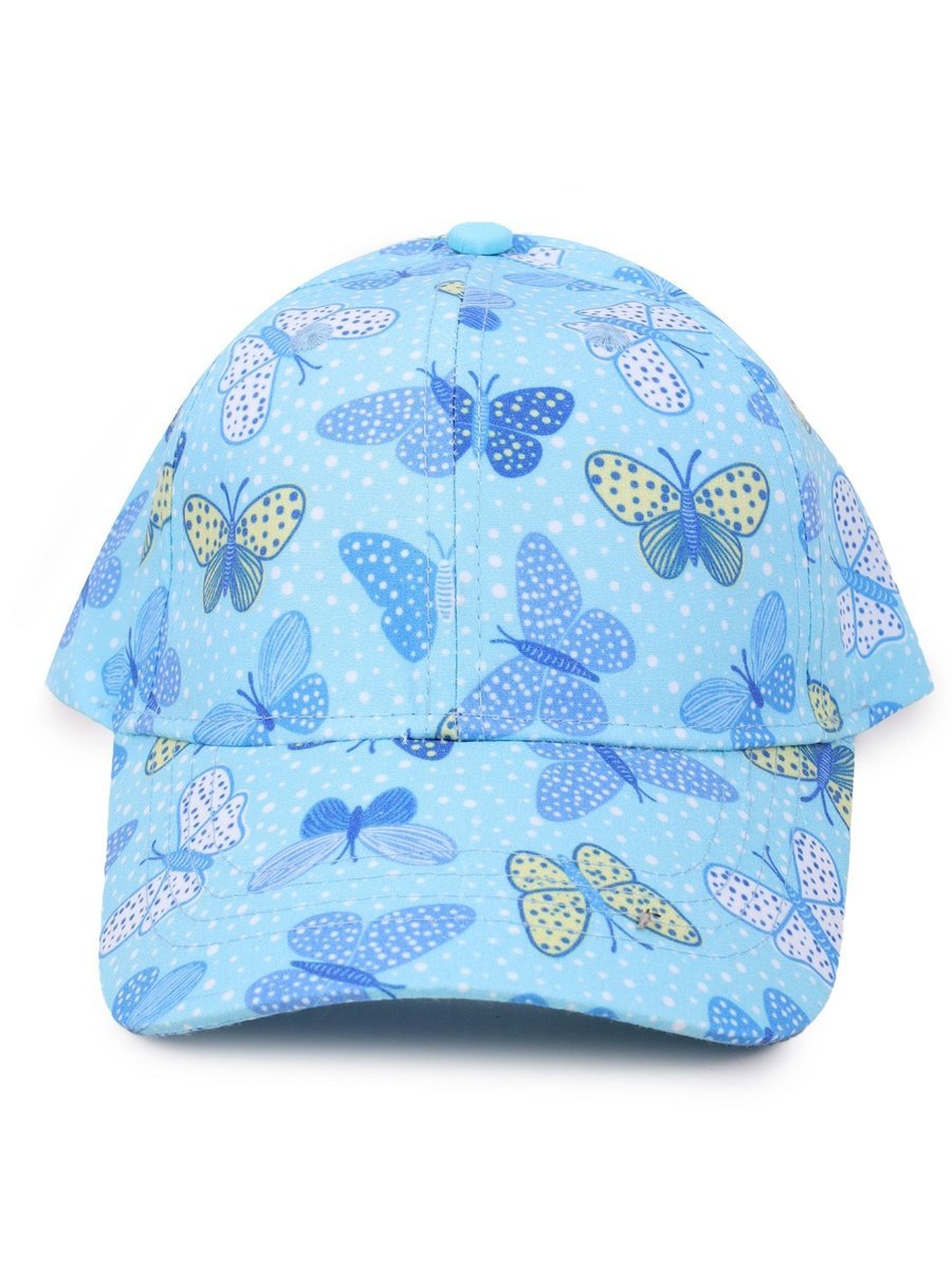 Czapka z daszkiem bejsbolówka dziewczęca motyle niebieska 46-50 YOCLUB