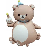 Balony i akcesoria - BALON FOLIOWY MIŚ Z TORTEM NIEDŹWIADEK 66X98CM - miniaturka - grafika 1