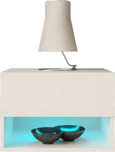 MEGSTYL SZAFKA NOCNA AIR 1 50cm BIAŁY MAT POLYSK + LED RGB - Szafki nocne - miniaturka - grafika 1