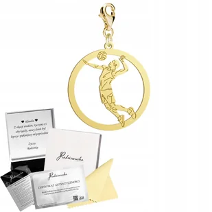 Złoty Charms Siatkówka Męska Siatkarz SREBRO 925 Prezent DEDYKACJA GRATIS - Bransolety męskie - miniaturka - grafika 1