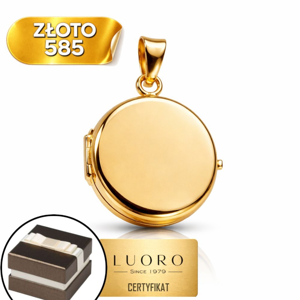 ZAWIESZKA PUZDERKO ZŁOTA 585 14K KOŁO GŁADKIE 23 MM ELEGANCKI PREZENT