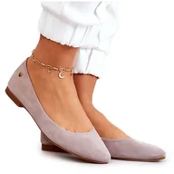 Baleriny - Damskie Zamszowe Baleriny Maciejka 04100-42 Beżowe beżowy - miniaturka - grafika 1