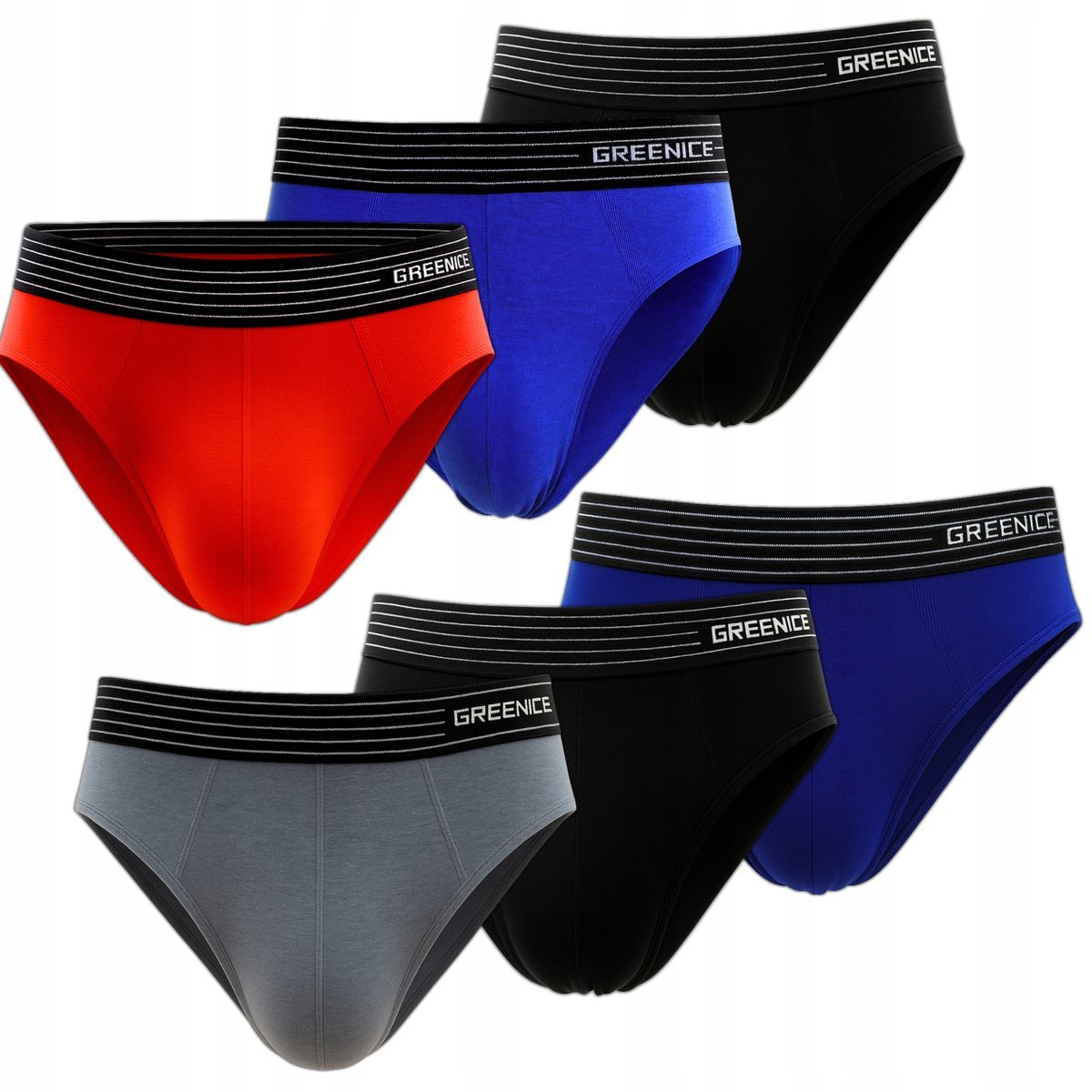 MĘSKIE SLIPY MAJTKI BAWEŁNIANE ELASTYCZNE GREENICE ZESTAW 6 PAR M/L