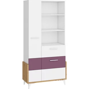 Regał 95W HEY-18 Hey MebloCross Dąb Artisan / Biały Mat / Grafit - Regały - miniaturka - grafika 1