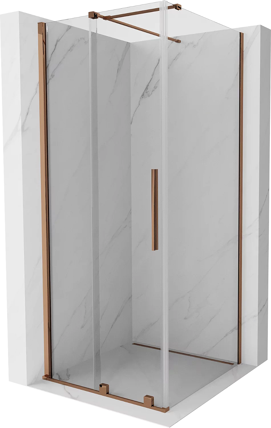 Mexen Velar kabina prysznicowa rozsuwana 110x110 cm, transparent, różowe złoto - 871-110-110-01-60