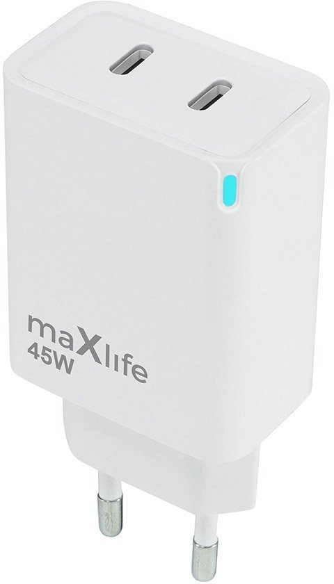 Ładowarka Maxlife Maxlife ładowarka sieciowa GaN PD QC MXTC-09-45CC 2x USB-C 45W biała OEM0101411