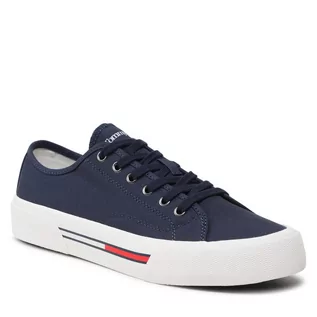 Trampki męskie - Tenisówki Tommy Jeans Canvas Sneaker EM0EM01299 Twilight Navy C87 - grafika 1