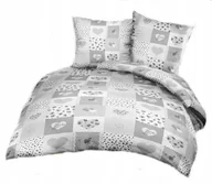 Pościel - pościel z satyny 220x220 + 2x poszewka 100% bawełna S 80 patchw serce szare - miniaturka - grafika 1