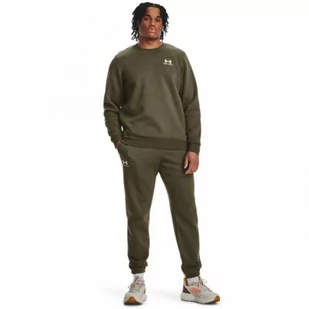 Męska bluza dresowa nierozpinana bez kaptura Under Armour UA Essential Fleece Crew - khaki - UNDER ARMOUR - Bluzy sportowe męskie - miniaturka - grafika 1