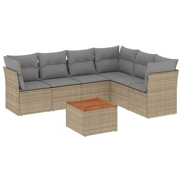 Beżowy zestaw mebli ogrodowych z rattanem PE, wymiary 62x62x69 cm, 55x62x69