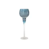 Świeczniki - Świecznik szklany 13 x 40 cm niebieski - miniaturka - grafika 1