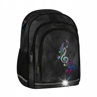 Plecaki szkolne i tornistry - PLECAK SZKOLNY TORNISTER KLASA 1 3 CZARNY TĘCZOWE NUTY MUSIC - miniaturka - grafika 1