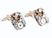 Spinki do mankietów i krawatów - Spinki do mankietów rectangle i, srebrne - miniaturka - grafika 1