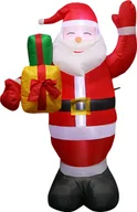 Ozdoby bożonarodzeniowe - 1.5 M Świąteczna nadmuchiwana dekoracja zewnętrzna Świętego Mikołaja na podwórko, odporna na warunki atmosferyczne dekoracja świąteczna na trawnik ogrodowy, czerwona, poliester - miniaturka - grafika 1