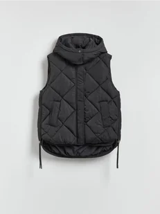 Reserved - Pikowana kamizelka z kapturem - czarny - Kamizelki damskie - miniaturka - grafika 1