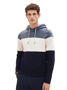 TOM TAILOR Męska bluza z kapturem o wyglądzie Cutline, 32506-dusty dark teal, M - Bluzy męskie - miniaturka - grafika 1