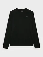 Bluzy sportowe męskie - Męska bluza dresowa nierozpinana bez kaptura 4F 4FWMM00TSWSM1767 - czarna - miniaturka - grafika 1