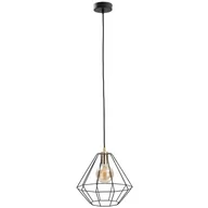 Lampy sufitowe - KET Industrialna LAMPA wisząca druciana OPRAWA metalowy zwis czarny złoty KET689 - miniaturka - grafika 1