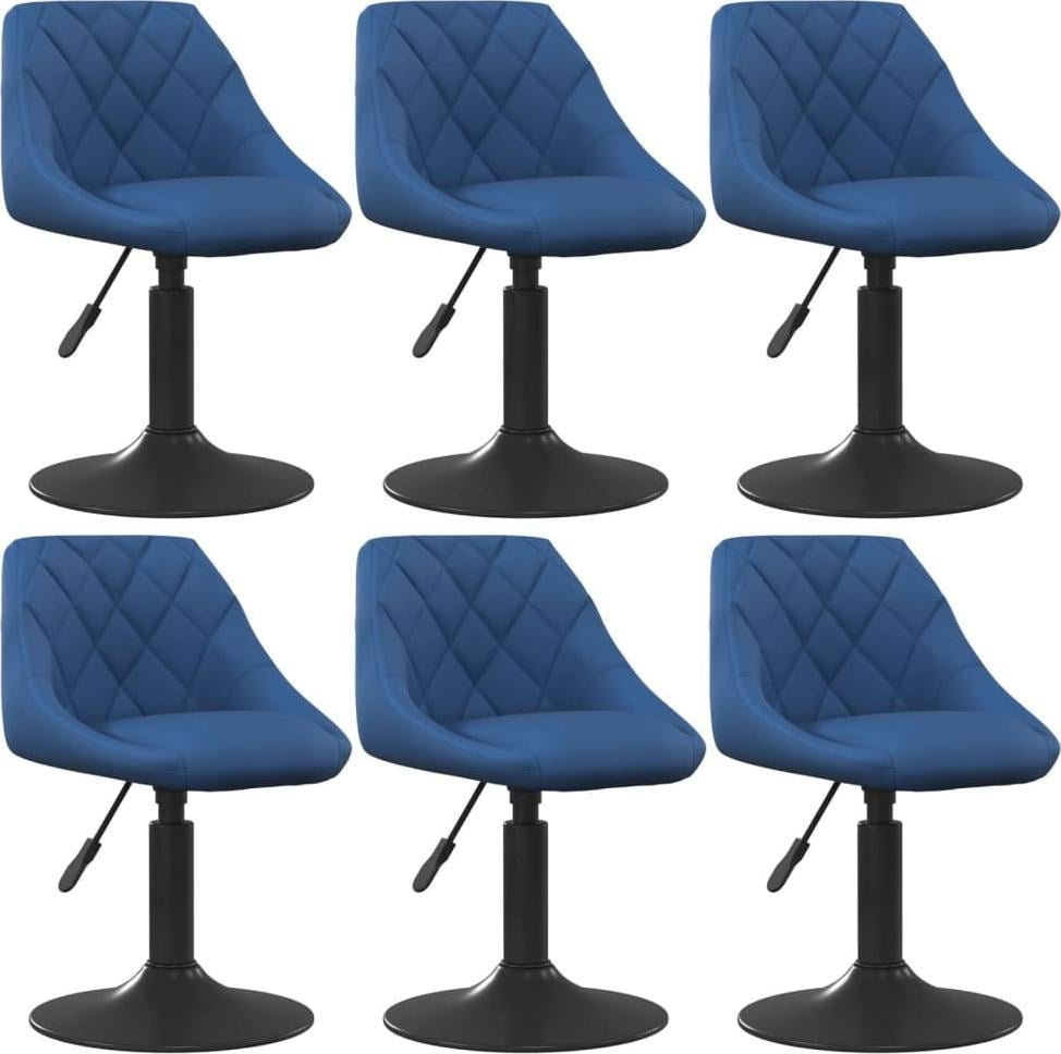 vidaXL vidaXL Obrotowe krzesła stołowe, 6 szt., niebieskie, obite aksamitem
