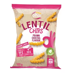 OHO CHIPSY Z SOCZEWICY O SMAKU KOKTAJLOWYM KREWETKA WEGAŃSKIE 100G - Chipsy - miniaturka - grafika 1