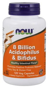 NOW Foods - 8 Billion Acidophilus & Bifidus, Probiotyk, 120 vkaps - Układ pokarmowy - miniaturka - grafika 1