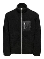 Odzież trekkingowa męska - ONLY & SONS Kurtka polarowa "Jaimy" w kolorze czarnym - miniaturka - grafika 1