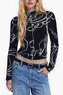 Koszulki i topy damskie - DAMSKA KOSZULKA Z KRÓTKIM RĘKAWEM DESIGUAL CZARNA - miniaturka - grafika 1