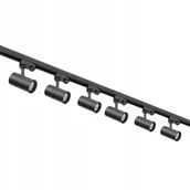 Lampy sufitowe - Zestaw szynowy 3 fazowy 6xLampa GU10 szyna 1m +szyna 2m łącznik Czarny - miniaturka - grafika 1