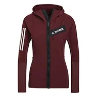 Bluzy damskie - adidas Damska bluza z kapturem W Tr Flooce Hdj, czerwony (Rojsom), XS - miniaturka - grafika 1