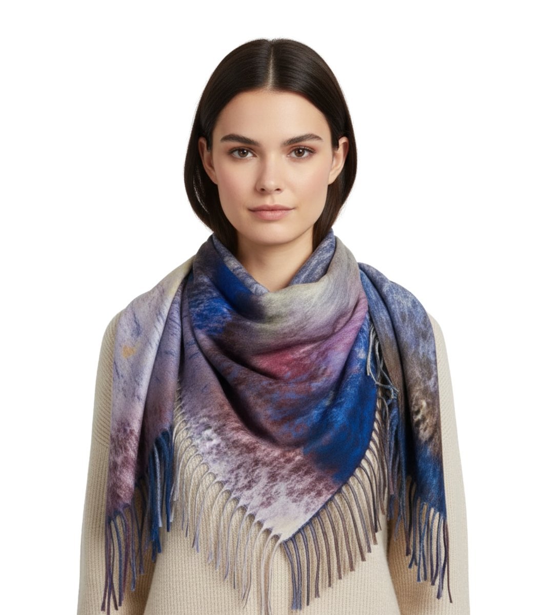 Ciepła chusta szal szalik w panterkę z frędzlami