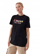Koszulki i topy damskie - GUESS CZARNY T SHIRT Z KOLOROWYM NADRUKIEM Z PRZODU I TYŁU xs I1C - miniaturka - grafika 1