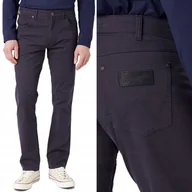 Spodnie męskie - Wrangler GREENSBORO Dark Navy GRANATOWE MATERIAŁOWE PROSTE SPODNIE W31 L34 - miniaturka - grafika 1